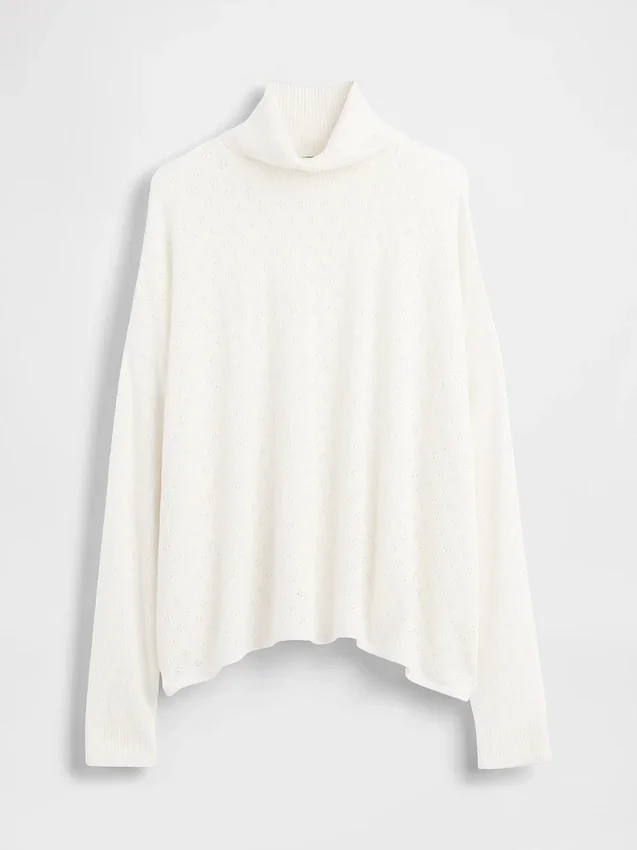 Oversized Pointelle Balıkçı Yaka