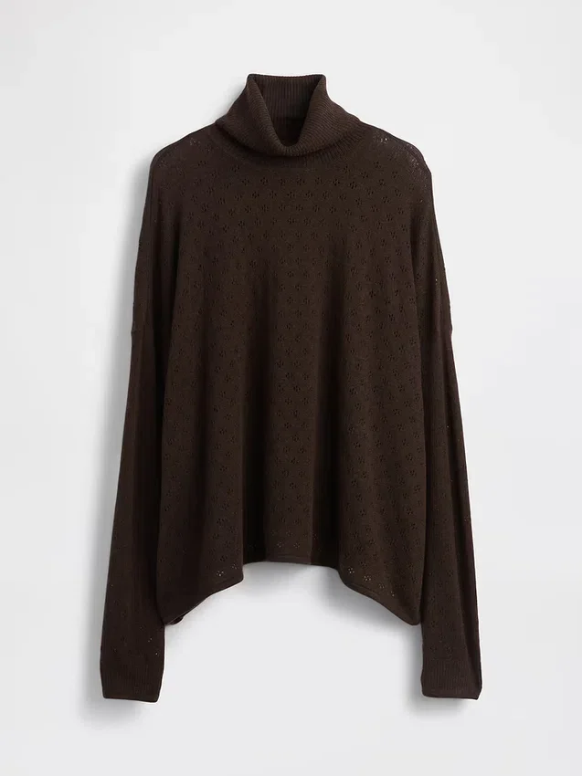 Oversized Pointelle Balıkçı Yaka