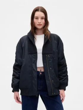 Oversized Örgü Süslemeli Bomber Ceket