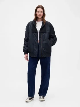 Oversized Örgü Süslemeli Bomber Ceket