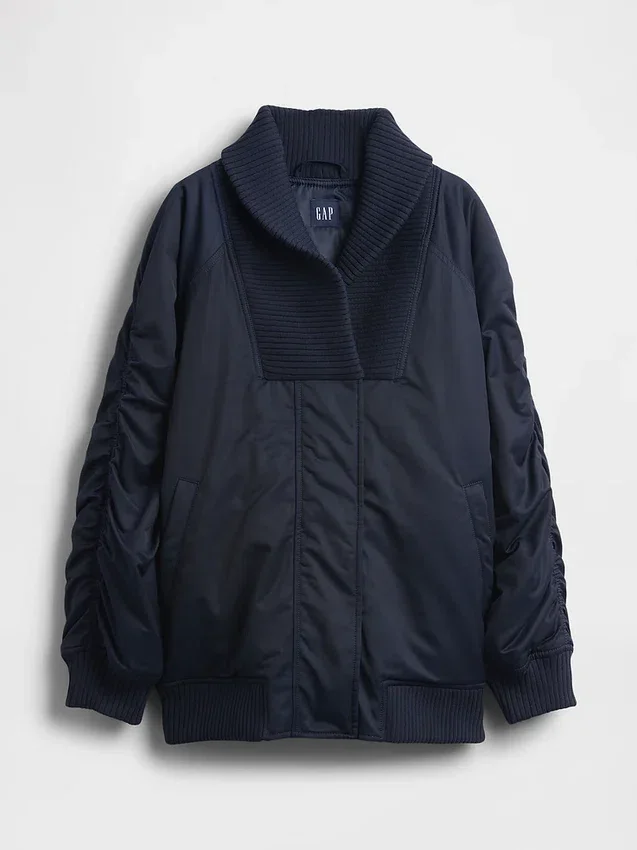 Oversized Örgü Süslemeli Bomber Ceket