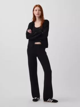 Alçak Bel Pamuk Karışımlı Bootcut Kazak Pantolonlar