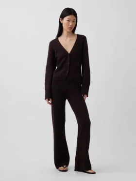 Alçak Bel Pamuk Karışımlı Bootcut Kazak Pantolonlar