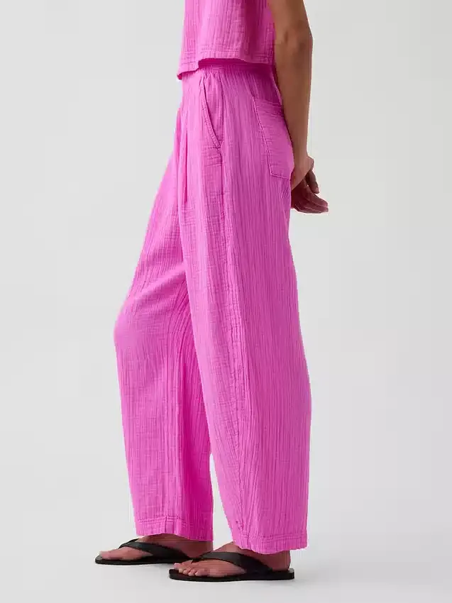 Pamuklu Gazlı Bez Kolay Giyilebilir Fıçı Pantolonlar