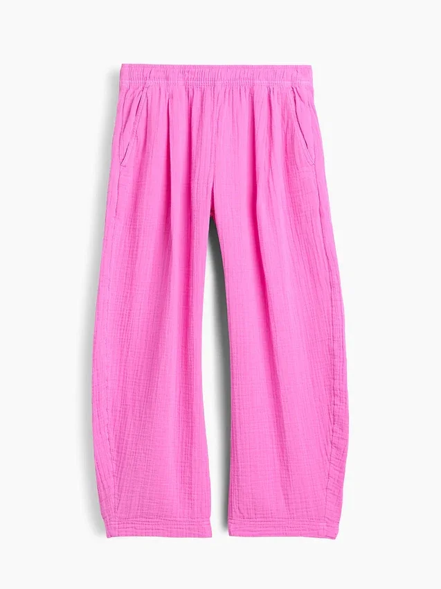 Pamuklu Gazlı Bez Kolay Giyilebilir Fıçı Pantolonlar