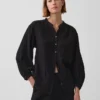 Pamuklu Gazlı Bez Oversized Yakasız Gömlek
