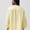 Pamuklu Gazlı Bez Oversized Yakasız Gömlek
