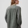 Pamuklu Gazlı Bez Oversized Yakasız Gömlek