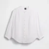 Pamuklu Gazlı Bez Oversized Yakasız Gömlek