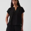 Pamuklu Gazlı Bez Oversized Yırtmaçlı Yaka Üst Giyim