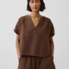 Pamuklu Gazlı Bez Oversized Yırtmaçlı Yaka Üst Giyim