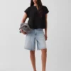 Pamuklu Gazlı Bez Oversized Yırtmaçlı Yaka Üst Giyim