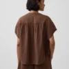 Pamuklu Gazlı Bez Oversized Yırtmaçlı Yaka Üst Giyim