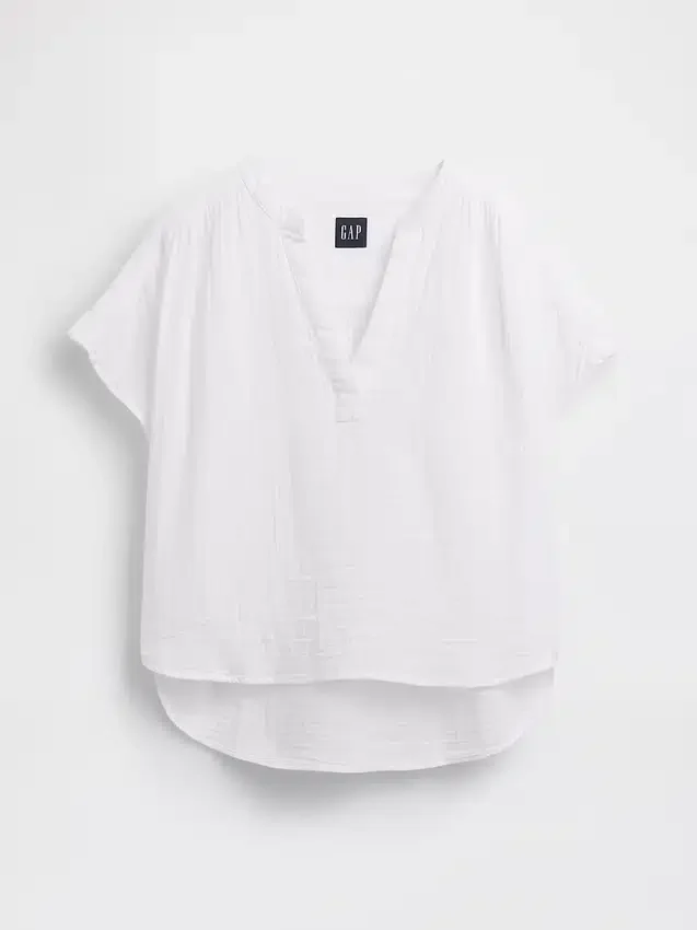 Pamuklu Gazlı Bez Oversized Yırtmaçlı Yaka Üst Giyim