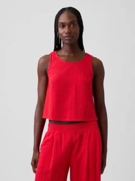 Pamuklu Gazlı Bez Racer Şekilli Tank Top