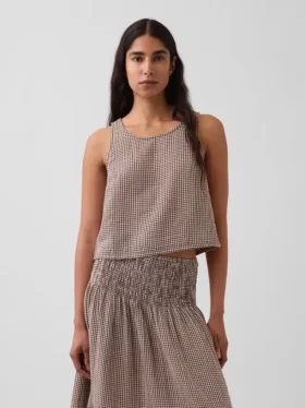 Pamuklu Gazlı Bez Racer Şekilli Tank Top