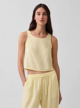 Pamuklu Gazlı Bez Racer Şekilli Tank Top