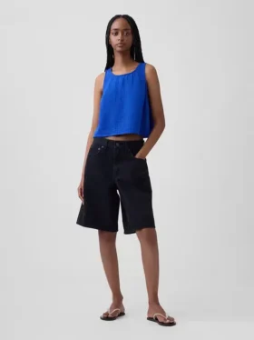 Pamuklu Gazlı Bez Racer Şekilli Tank Top