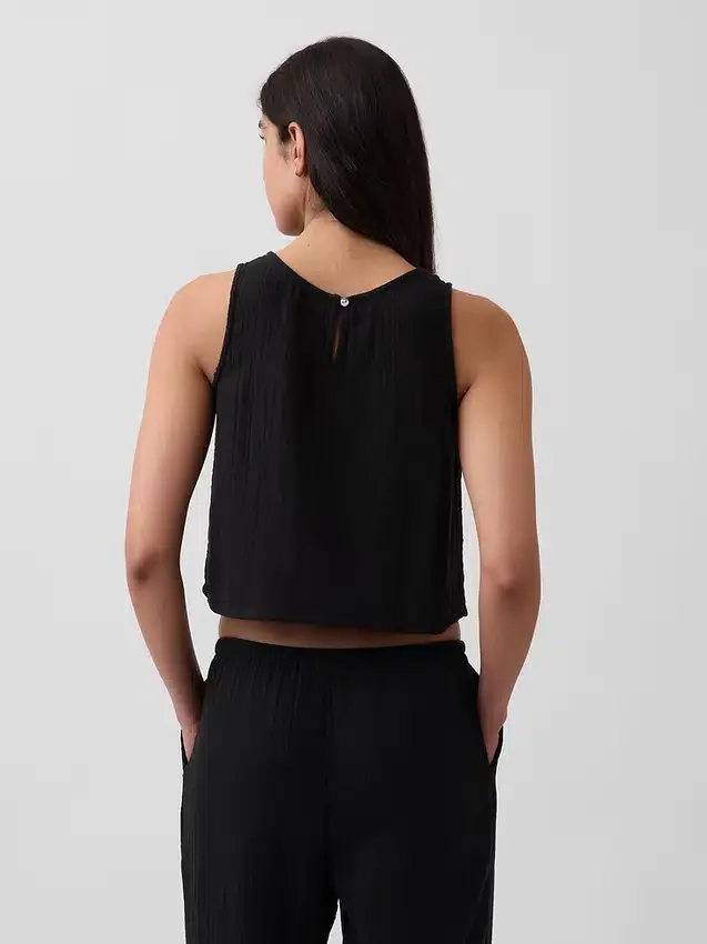 Pamuklu Gazlı Bez Racer Şekilli Tank Top