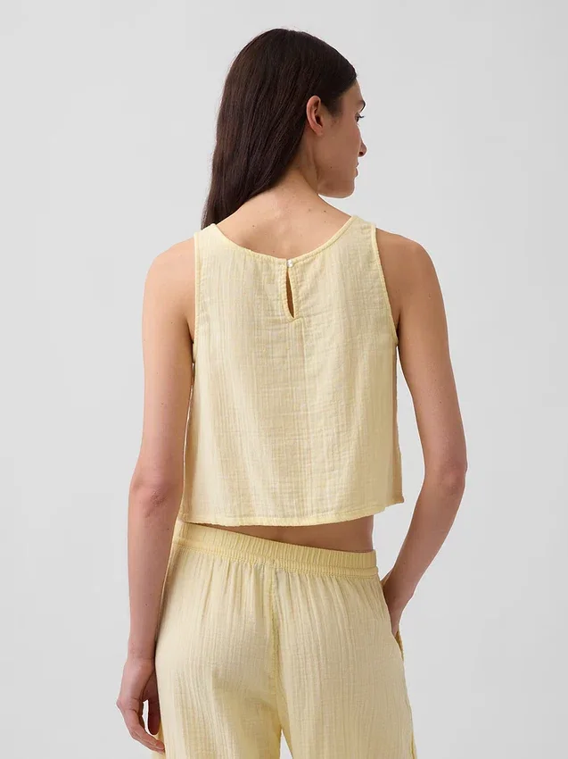 Pamuklu Gazlı Bez Racer Şekilli Tank Top