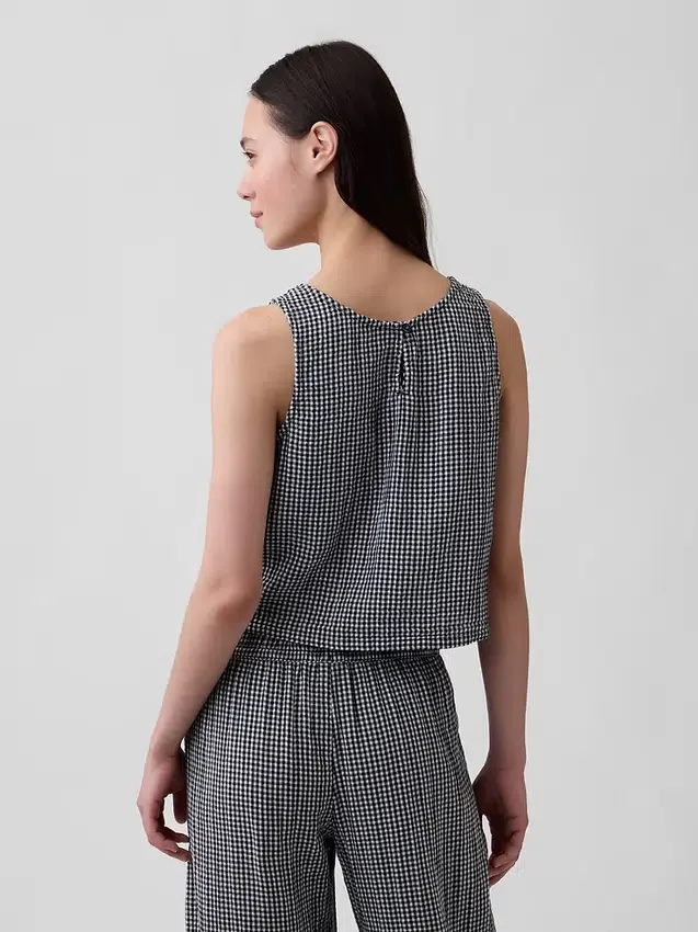Pamuklu Gazlı Bez Racer Şekilli Tank Top