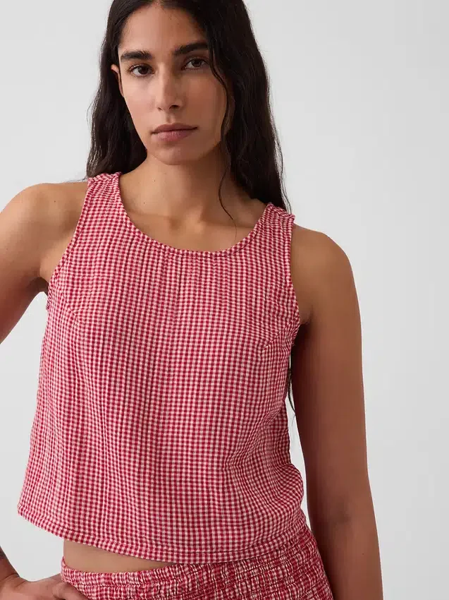 Pamuklu Gazlı Bez Racer Şekilli Tank Top