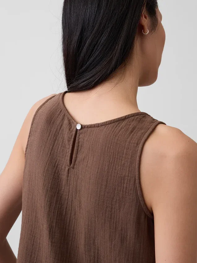 Pamuklu Gazlı Bez Racer Şekilli Tank Top