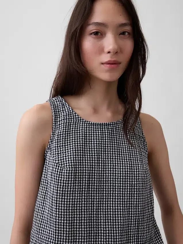 Pamuklu Gazlı Bez Racer Şekilli Tank Top