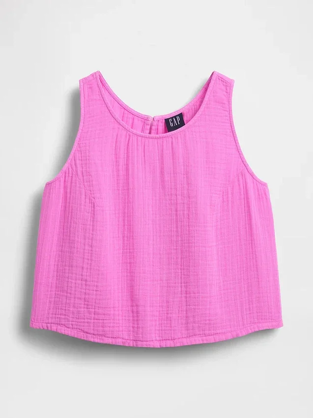 Pamuklu Gazlı Bez Racer Şekilli Tank Top