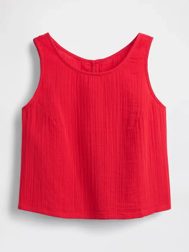 Pamuklu Gazlı Bez Racer Şekilli Tank Top
