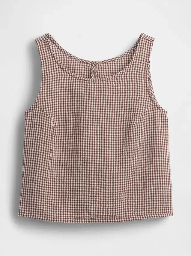 Pamuklu Gazlı Bez Racer Şekilli Tank Top