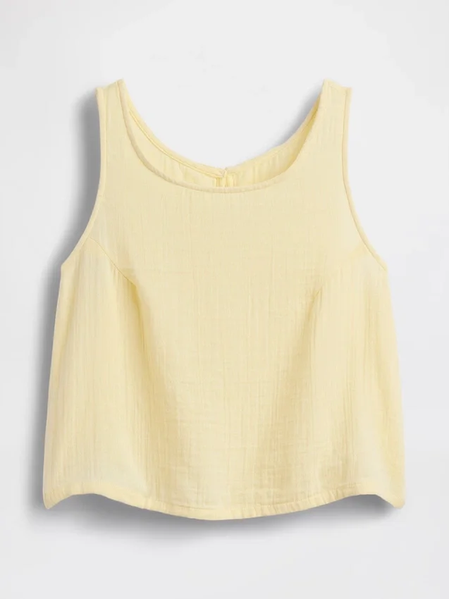 Pamuklu Gazlı Bez Racer Şekilli Tank Top