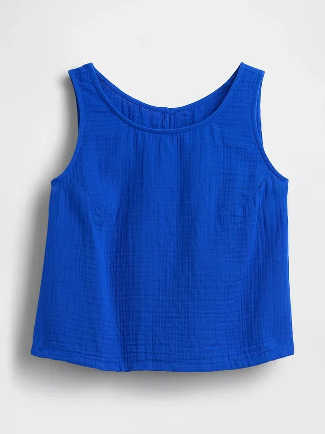 Pamuklu Gazlı Bez Racer Şekilli Tank Top