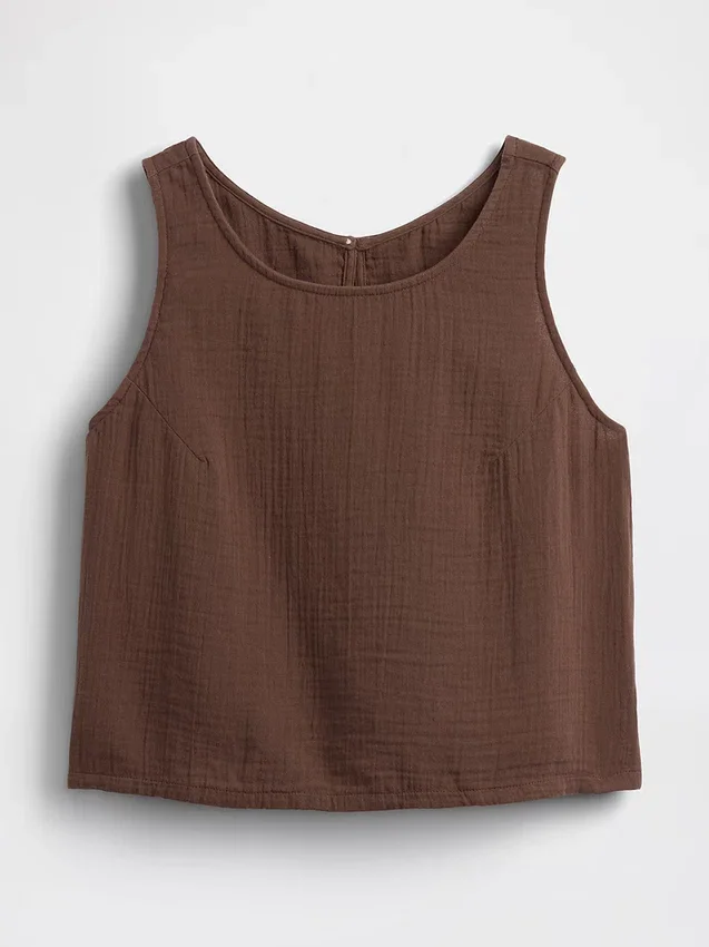 Pamuklu Gazlı Bez Racer Şekilli Tank Top