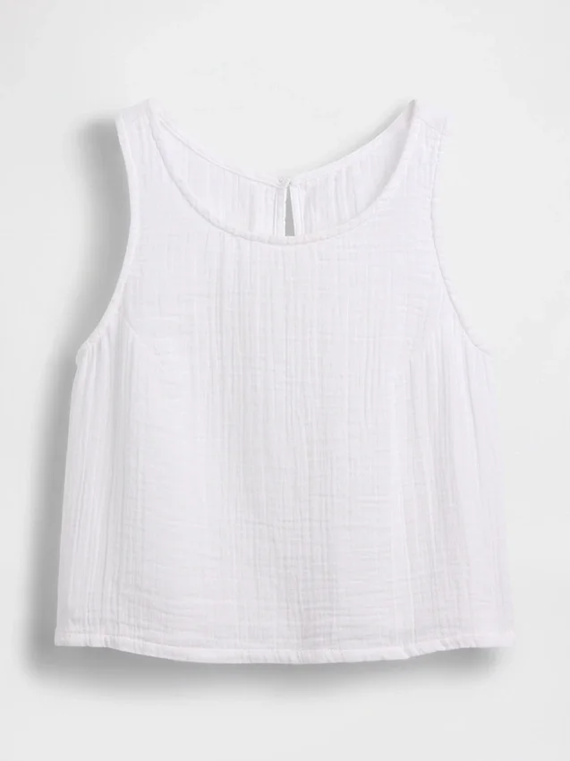 Pamuklu Gazlı Bez Racer Şekilli Tank Top
