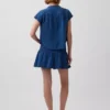 Pamuklu Gazlı Denim Smocked Bel Mini Etek-Şort