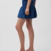 Pamuklu Gazlı Denim Smocked Bel Mini Etek-Şort