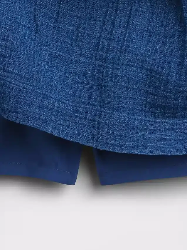 Pamuklu Gazlı Denim Smocked Bel Mini Etek-Şort