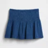 Pamuklu Gazlı Denim Smocked Bel Mini Etek-Şort