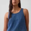 Pamuklu Gazlı Kumaş Denim Dış Katmanlı Tank Top