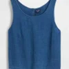 Pamuklu Gazlı Kumaş Denim Dış Katmanlı Tank Top