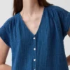 Pamuklu Gazlı Kumaş Denim Düşük Bel Mini Gömlek Elbise