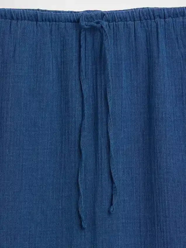 Pamuklu Gazlı Kumaş Denim Katlı Kolay Giyilebilir Maxi Etek