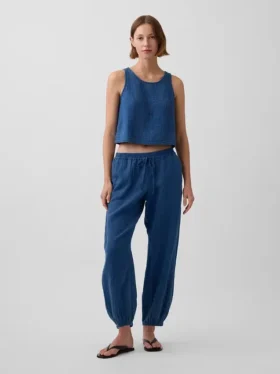 Pamuklu Gazlı Kumaş Denim Kolay Giyilebilir Barrel Jogger Pantolon