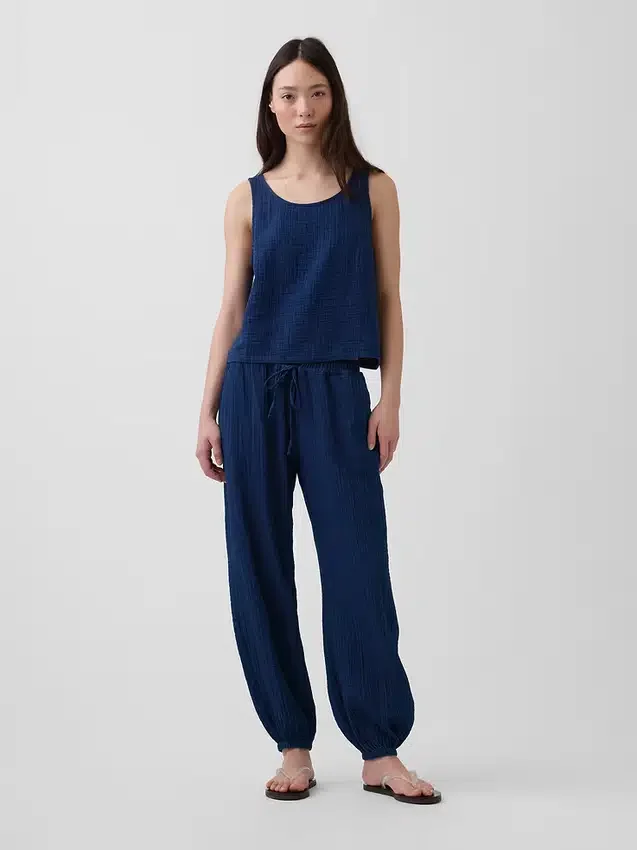 Pamuklu Gazlı Kumaş Denim Kolay Giyilebilir Barrel Jogger Pantolon