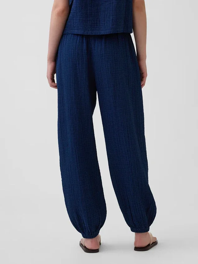 Pamuklu Gazlı Kumaş Denim Kolay Giyilebilir Barrel Jogger Pantolon