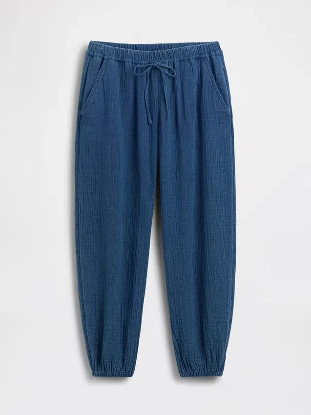 Pamuklu Gazlı Kumaş Denim Kolay Giyilebilir Barrel Jogger Pantolon