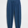 Pamuklu Gazlı Kumaş Denim Kolay Giyilebilir Barrel Jogger Pantolon