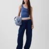 Pamuklu Gazlı Kumaş Denim Kolay Giyilebilir Barrel Jogger Pantolon