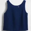 Pamuklu Gazlı Kumaş Denim Kısa Tank Top